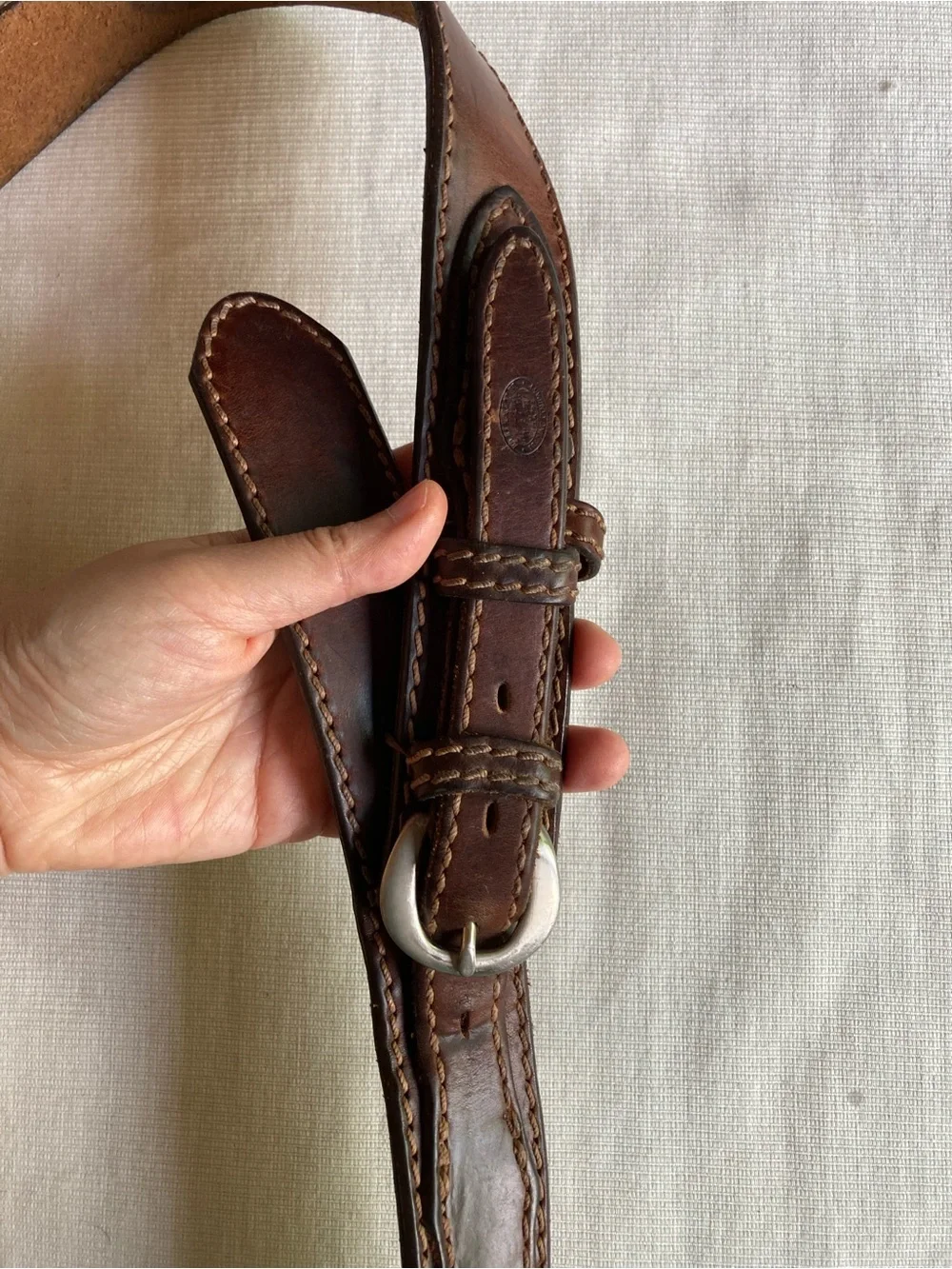 Vintage Duluth Classic Brown Leather Men’s Belt - Stitched Casual Style 43”-47”